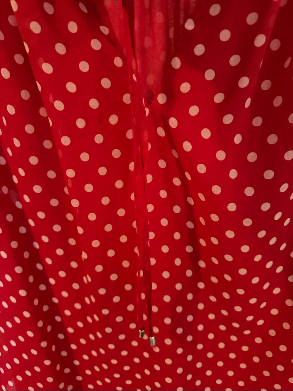 Laura Red Polka Dot Tie-Detail Blouse with Flutter Sleeves - Size 16 - Picture 6 of 6